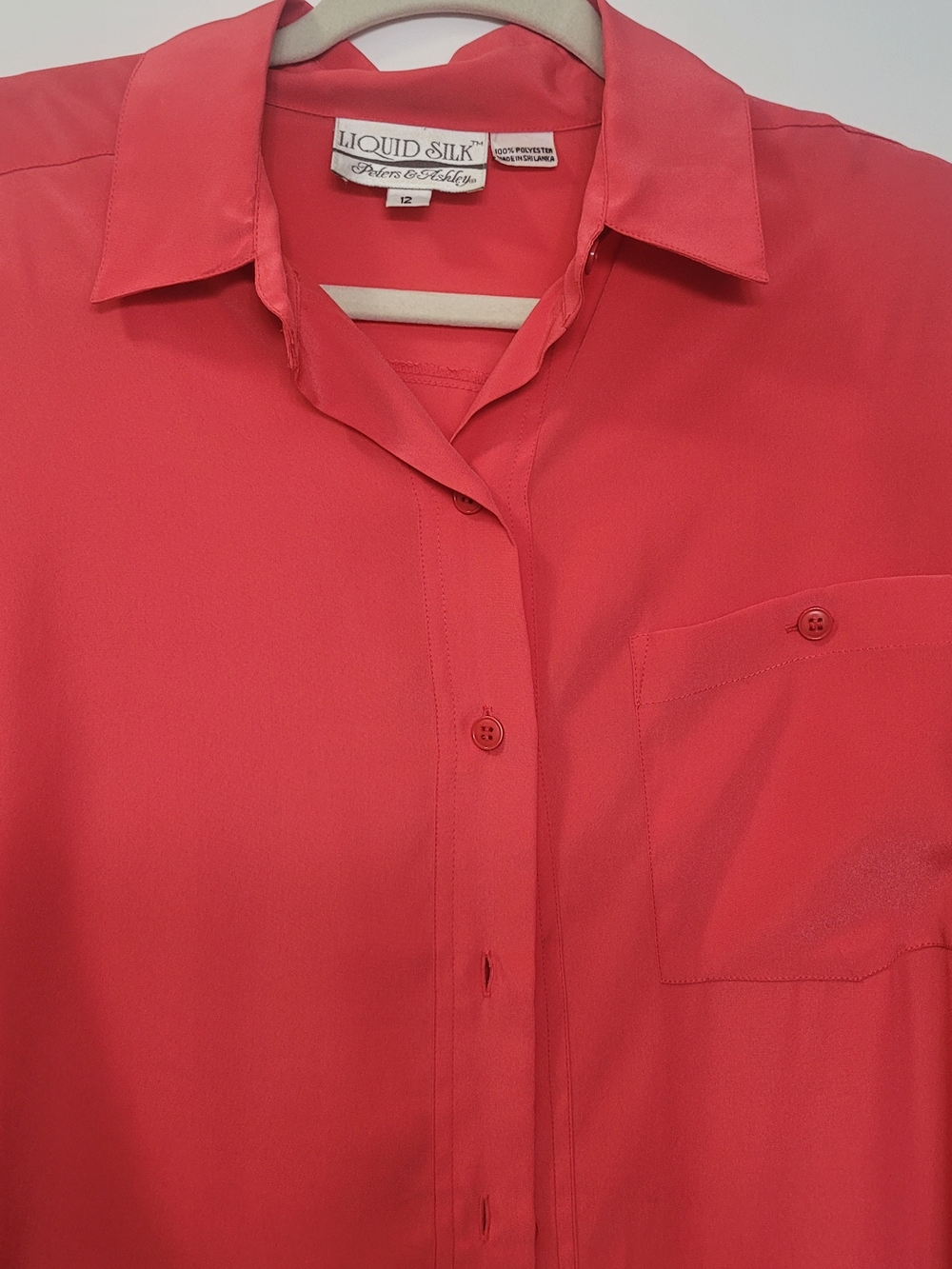 Liquid Silk Coral Peters & Ashley Button-Up Blouse